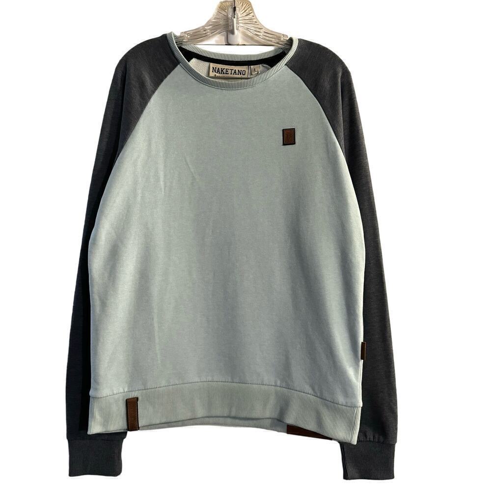 NWT Naketano The Jordan Rules Sweatshirt Dark Ash Pastel Blue Melange Large